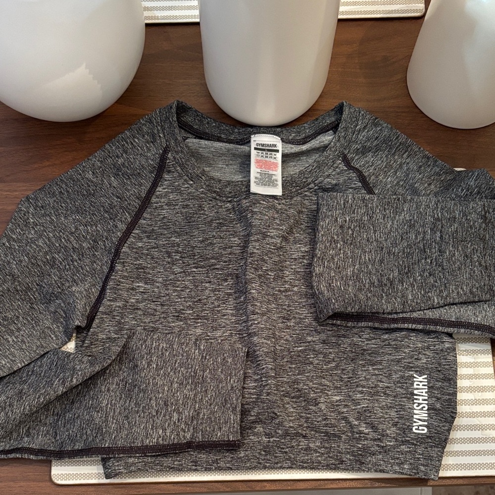 Gymshark Charcoal Heather Long Sleeve Crop Top